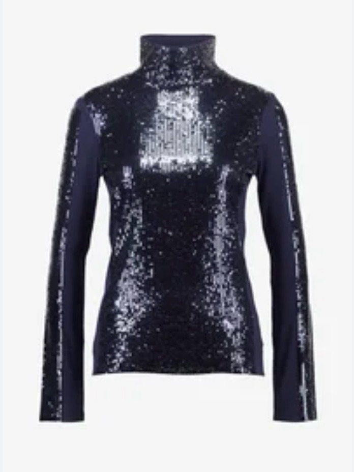 Nwot Patricia Pepe Sequin Turtleneck Top In Dark Navy Size 1